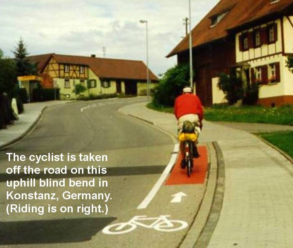 Blind corner cycle provision, Konstanz, Germany.